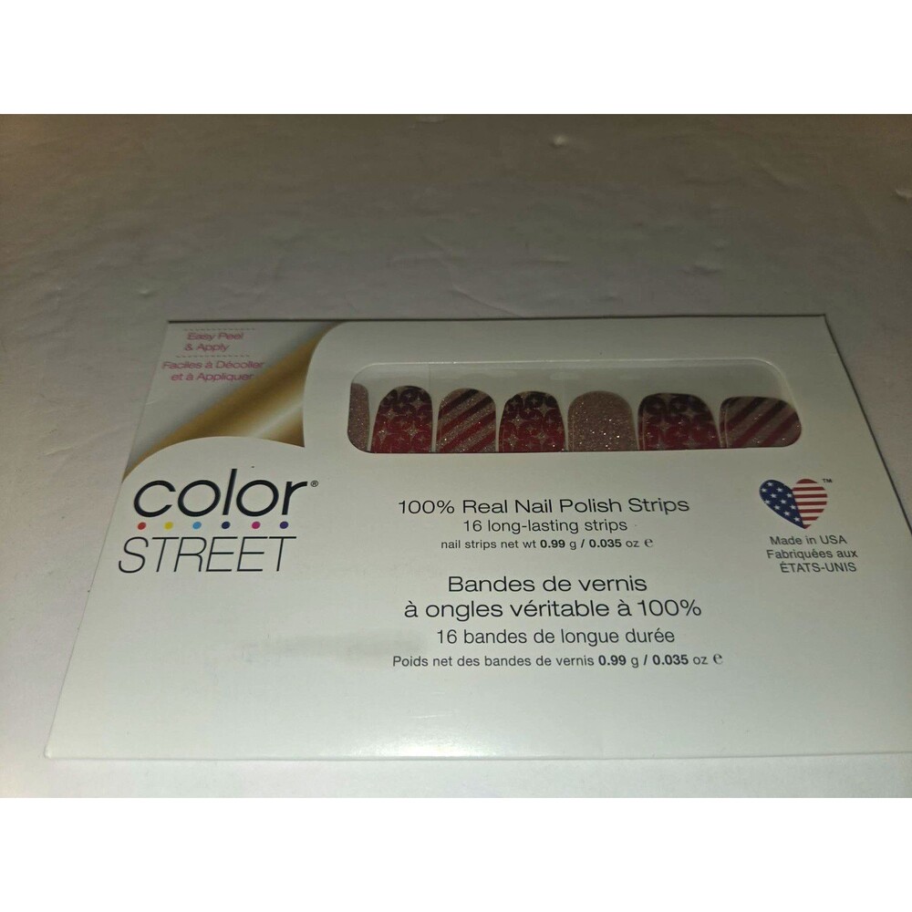 Color Street Press-On Nail Polish Strips Red White Blue Gold Glitter Wrap It Up